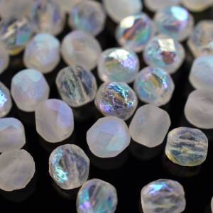 20 Etched Crystal Full AB böhmische Perlen 6mm, tschechische feuerpolierte facettierte Glasperlen DIY Glasschliff Bild 3