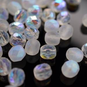 20 Etched Crystal Full AB böhmische Perlen 6mm, tschechische feuerpolierte facettierte Glasperlen DIY Glasschliff Bild 4