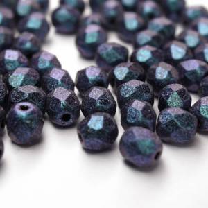 50   Matt Metallic Suede Dark Blue böhmische Perlen 4mm, tschechische feuerpolierte facettierte Glasperlen DIY Glasschli Bild 1