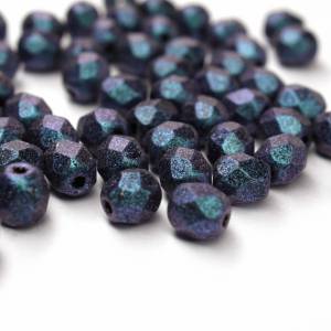 50   Matt Metallic Suede Dark Blue böhmische Perlen 4mm, tschechische feuerpolierte facettierte Glasperlen DIY Glasschli Bild 2