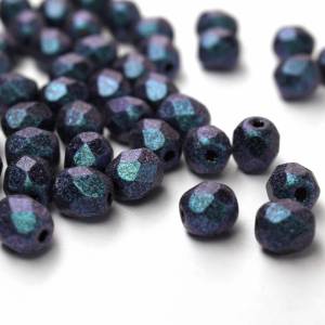 50   Matt Metallic Suede Dark Blue böhmische Perlen 4mm, tschechische feuerpolierte facettierte Glasperlen DIY Glasschli Bild 3