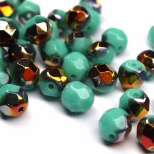 20 Opaque Turquoise Santander böhmische Perlen 6mm, tschechische feuerpolierte facettierte Glasperlen DIY Glasschliff Bild 1