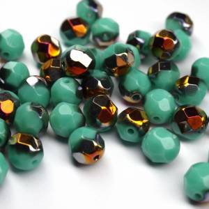 20 Opaque Turquoise Santander böhmische Perlen 6mm, tschechische feuerpolierte facettierte Glasperlen DIY Glasschliff Bild 2
