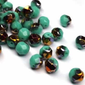 20 Opaque Turquoise Santander böhmische Perlen 6mm, tschechische feuerpolierte facettierte Glasperlen DIY Glasschliff Bild 3