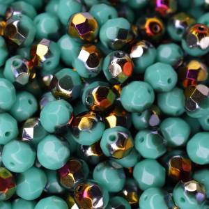 20 Opaque Turquoise Santander böhmische Perlen 6mm, tschechische feuerpolierte facettierte Glasperlen DIY Glasschliff Bild 4