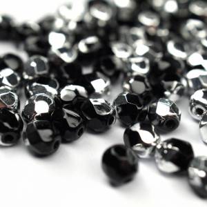 50 Jet Labrador böhmische Perlen 4mm, tschechische feuerpolierte facettierte Glasperlen DIY Glasschliff 4mm Bild 2