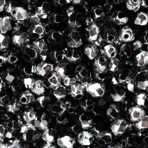 50 Jet Labrador böhmische Perlen 4mm, tschechische feuerpolierte facettierte Glasperlen DIY Glasschliff 4mm Bild 3