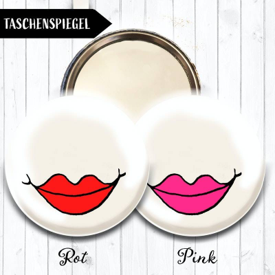 Rote Lippen soll man küssen, Mund, Lippen, Kussmund, Taschenspiegel Mini Spiegel, Illustration