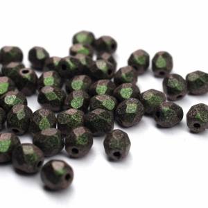 50 Matt Metallic Dark Green böhmische Perlen 4mm, tschechische feuerpolierte facettierte Glasperlen DIY Glasschliff Bild 1