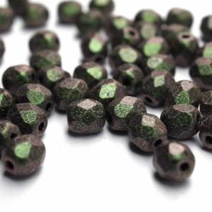 50 Matt Metallic Dark Green böhmische Perlen 4mm, tschechische feuerpolierte facettierte Glasperlen DIY Glasschliff Bild 2