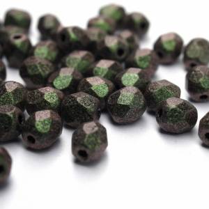 50 Matt Metallic Dark Green böhmische Perlen 4mm, tschechische feuerpolierte facettierte Glasperlen DIY Glasschliff Bild 3