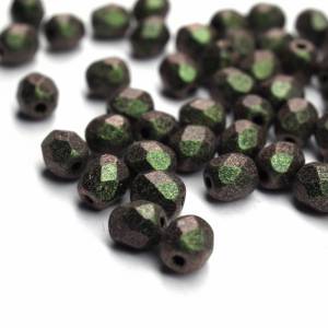 50 Matt Metallic Dark Green böhmische Perlen 4mm, tschechische feuerpolierte facettierte Glasperlen DIY Glasschliff Bild 4
