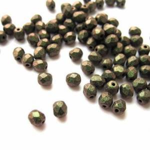 50 Matt Metallic Dark Green böhmische Perlen 4mm, tschechische feuerpolierte facettierte Glasperlen DIY Glasschliff Bild 5