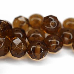 10 Smoky Topaz Rondelle böhmische Perlen 6x9mm, tschechische feuerpolierte facettierte Glasperlen DIY Glasschliff Bild 1