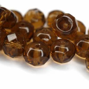 10 Smoky Topaz Rondelle böhmische Perlen 6x9mm, tschechische feuerpolierte facettierte Glasperlen DIY Glasschliff Bild 2