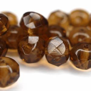 10 Smoky Topaz Rondelle böhmische Perlen 6x9mm, tschechische feuerpolierte facettierte Glasperlen DIY Glasschliff Bild 3