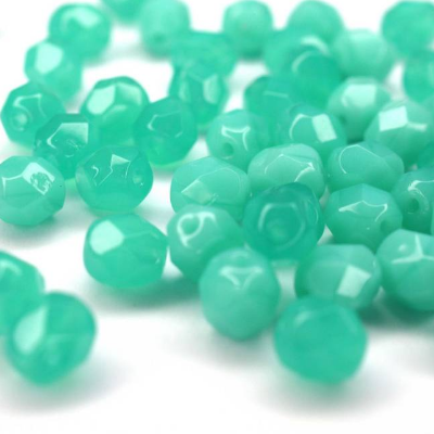 20 Light Alabaster Malachite Green böhmische Perlen 6mm, tschechische feuerpolierte facettierte Glasperlen DIY Glasschli