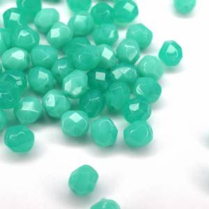 20 Light Alabaster Malachite Green böhmische Perlen 6mm, tschechische feuerpolierte facettierte Glasperlen DIY Glasschli Bild 5