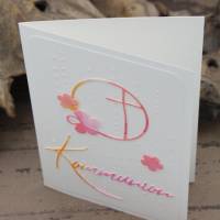 Glückwunschkarte zur Kommunion - Kreuz im Kreis, rosa-pink, Kommunionskarte für Mädchen Bild 5