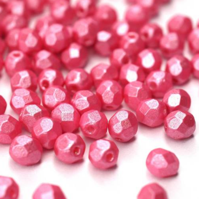 50 Pearl Shine Pink böhmische Perlen 4mm, tschechische feuerpolierte facettierte Glasperlen DIY Glasschliff 4mm