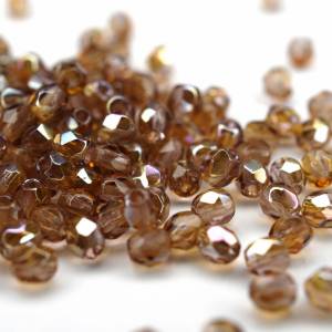 50 Light Amethyst Lustered böhmische Perlen 3mm, tschechische feuerpolierte facettierte Glasperlen DIY Glasschliff Bild 1