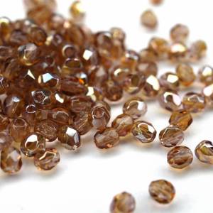 50 Light Amethyst Lustered böhmische Perlen 3mm, tschechische feuerpolierte facettierte Glasperlen DIY Glasschliff Bild 3