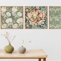 WILLIAM MORRIS 3er Set Kunstdruck Poster Triptychon Vintage, Wanddekoration, Florale Muster, Pattern, Strukturen, Blumen Bild 1