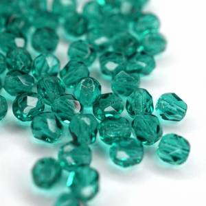 50 Teal böhmische Perlen 4mm, tschechische feuerpolierte facettierte Glasperlen DIY Glasschliff Bild 1