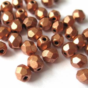 50 Stück 4mm Matt Metallic Copper böhmische Perlen Bild 4