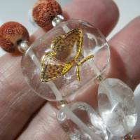 Armband Koralle Rosen und Bergkristall handgemacht Stretcharmband Schaumkoralle boho handmade Bild 3