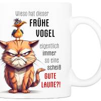 Tasse mit Spruch DER FRÜHE VOGEL - Bürotasse, Kaffeetasse Bild 1