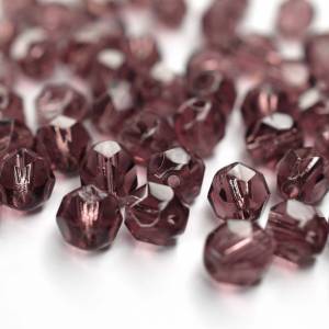 20 Amethyst böhmische Perlen 6mm, tschechische feuerpolierte facettierte Glasperlen DIY Glasschliff Bild 1
