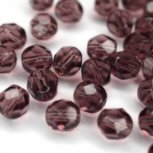 20 Amethyst böhmische Perlen 6mm, tschechische feuerpolierte facettierte Glasperlen DIY Glasschliff Bild 2