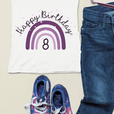 Plotterdatei Geburtstag, Regenbogen mit Herzen, Serie 14