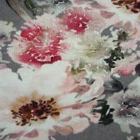 Jersey grau, bedruckt mit zauberhaften großen Blüten - wie gemalt, Stoffe Meterware Bild 5