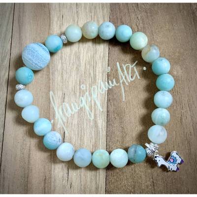 AMAZONIT Armband mit emailliertem kleinen Alpaca Anhänger aus 925er Silber