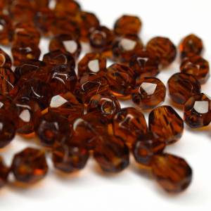 20 Dark Topaz böhmische Perlen 6mm, tschechische feuerpolierte facettierte Glasperlen DIY Glasschliff Bild 1