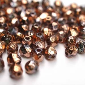 50 Etched Crystal Capri Gold Full böhmische Perlen 4mm, tschechische feuerpolierte facettierte Glasperlen DIY Glasschlif Bild 1