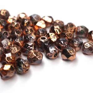 50 Etched Crystal Capri Gold Full böhmische Perlen 4mm, tschechische feuerpolierte facettierte Glasperlen DIY Glasschlif Bild 2