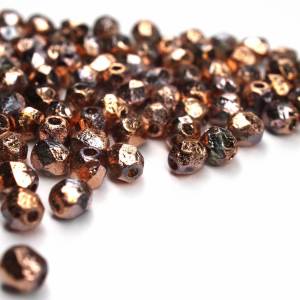 50 Etched Crystal Capri Gold Full böhmische Perlen 4mm, tschechische feuerpolierte facettierte Glasperlen DIY Glasschlif Bild 4