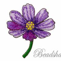 Bügelbild Blume mit Stiel lila Applikationen Bild 1