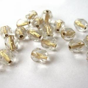20 Gold Line Crystal böhmische Perlen 6mm, tschechische feuerpolierte facettierte Glasperlen DIY Glasschliff Bild 1