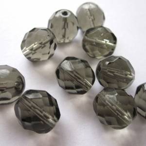 5 Black Diamond böhmische Perlen 12mm, tschechische feuerpolierte facettierte Glasperlen DIY Glasschliff Bild 1