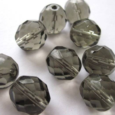 5 Black Diamond böhmische Perlen 12mm, tschechische feuerpolierte facettierte Glasperlen DIY Glasschliff