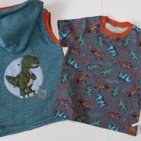 Baumwollsweat Weste mit Dino Stickerei und T-Shirt in Grösse 98 Bild 1