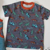 Baumwollsweat Weste mit Dino Stickerei und T-Shirt in Grösse 98 Bild 10