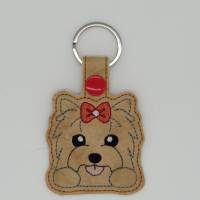 Schlüsselanhänger Yorkie, Yorkshire-Terrier,   Kunstleder bestickt Bild 1