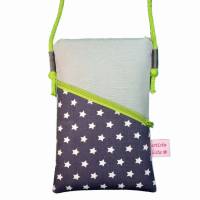 Handyhülle Mini Umhängetasche grau Crossbag handmade aus Baumwollstoff 2 Fächer Farb- und Musterauswahl Bild 1
