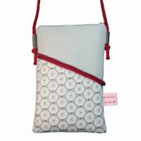 Handyhülle Mini Umhängetasche grau Crossbag handmade aus Baumwollstoff 2 Fächer Farb- und Musterauswahl Bild 10