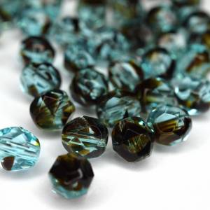 20 Teal / Tortoise böhmische Perlen 6mm, tschechische feuerpolierte facettierte Glasperlen DIY Glasschliff Bild 2